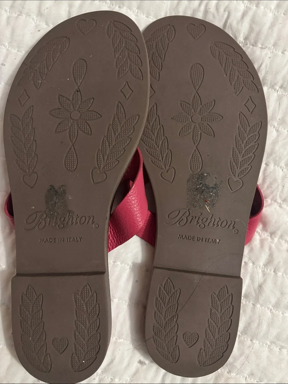 Brighton Fuchsia Leather Medallion Toe-Loop Sandals